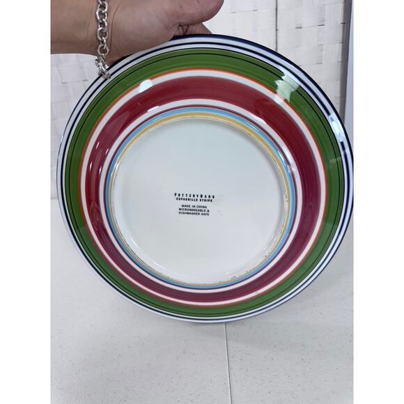 "Pottery Barn" Espadrille Stripes 3- Striped Plates SOLD SEPARATELY! 11" Approx. - Picture 4 of 7